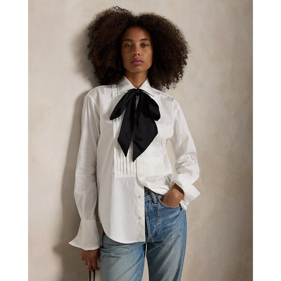 women's tuxedo shirt with bow tie